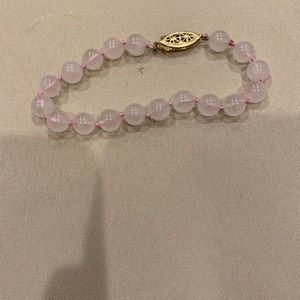 Rose Quartz 7” Beaded Bracelet w/ Goldtone Closure
